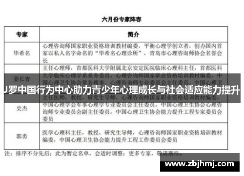 J罗中国行为中心助力青少年心理成长与社会适应能力提升